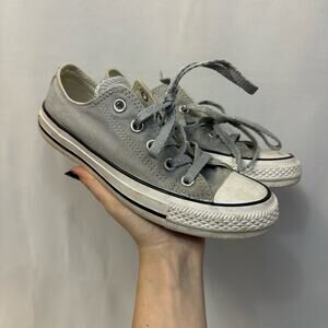 Converse All Stars Gray Low Tops Metallic Laces Womens 6